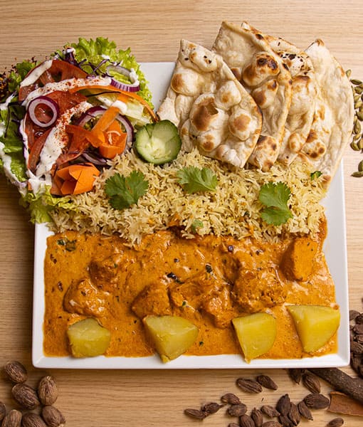 Assiette Poulet Vindaloo - Plat épicé indien Goa Fast Food Grenoble
